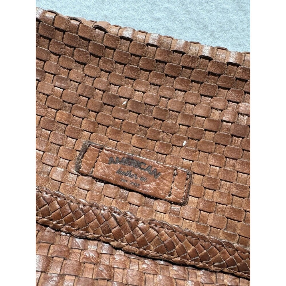 American Leather Co. Purse Heritage Leather Summers Woven Crossbody Bag Brown * - Picture 2 of 7